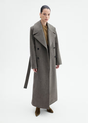Belted Peacoat in Melange Wool - Green - CO Collections